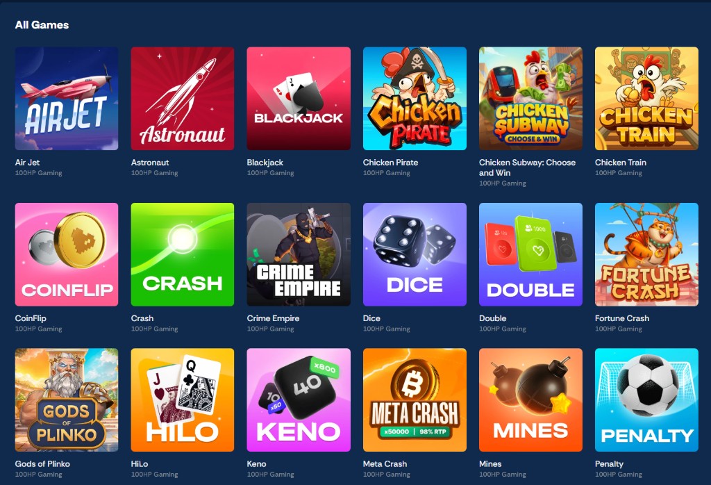 Lucky Meister All Games mit Instant-Titeln wie Crash, Dice, Mines und Gods of Plinko